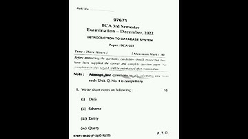 INTRODUCTION TO DATABASE SYSTEM (MDU - BCA 3rd sem) December-2022