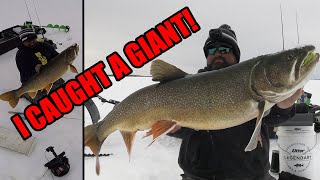 Ice Fishing GIANT LAKE TROUT | The NEW YOUTUBE Record