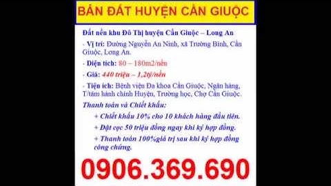 Mua bán đất nền Mỹ Dinh, huyện Cần Giuộc Long An, 0906.369.690
