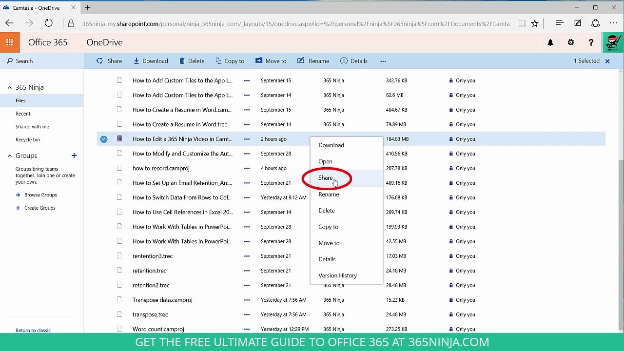 How to Share Large Files in Office 365 Using OneDrive for Business - YouTube