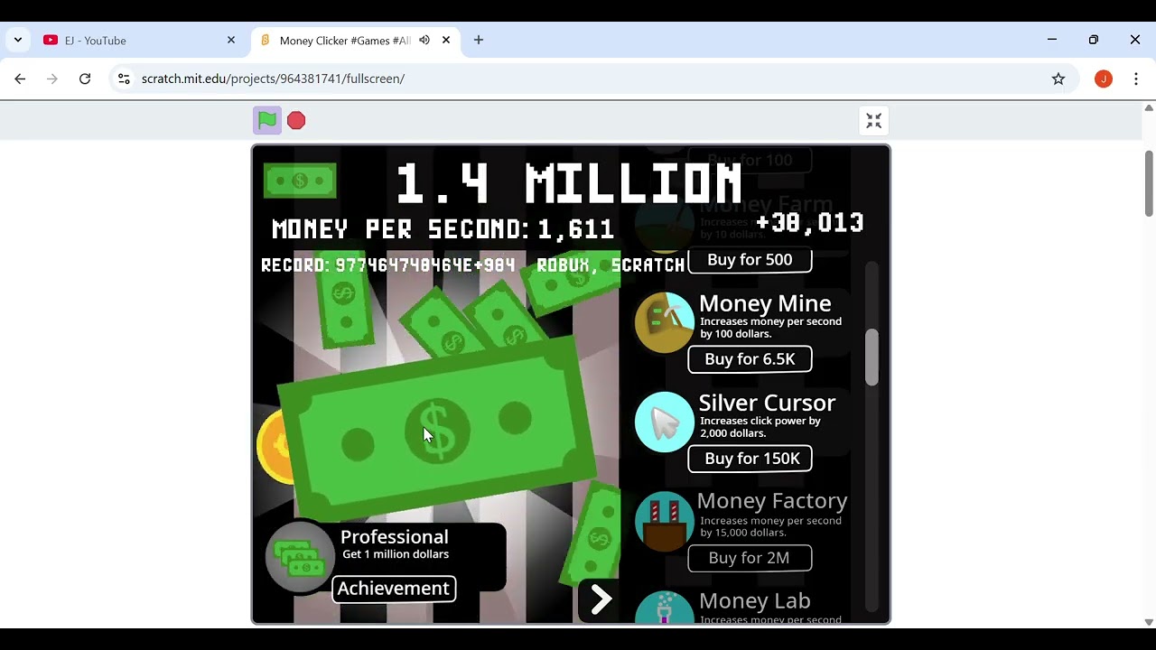 i played money clicker on scratch