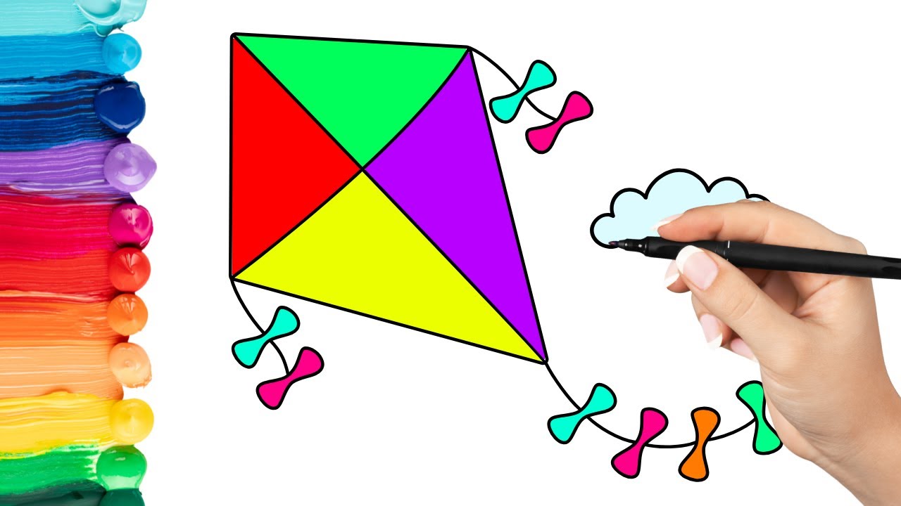 Vamos Desenhar Uma Pipa Colorida Voando / Desenho de Pipa / Papagaio ...
