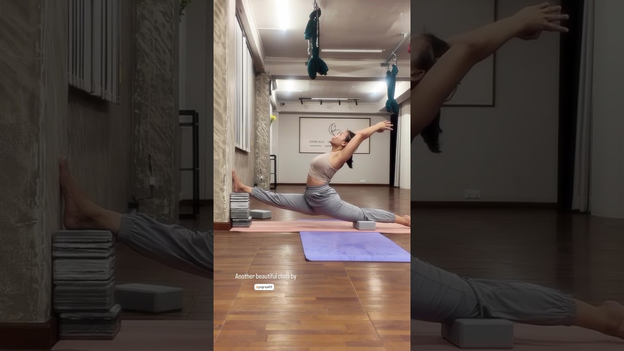 Шпагат на блоке для йоги #продвинутаяйога