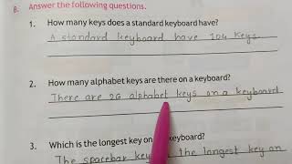 STD 1st Computer Ch-5 Using a Keyboard Exercise