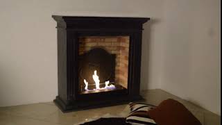 Ethanol Fire Ruby Fires Cadiz Natural stone black polished with Built-in unit L with medallion