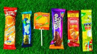 Satisfying video Asmr Coconut bar Lollipop candy Mixi Pop and Choco wrap Unboxin