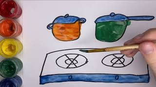 Drawing a picture of kitchen appliances |ein Bild von Küchengeräten zeichnen| رسم صورة لأدوات المطبخ