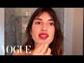 Jeanne damas does frenchgirl red lipstickand a 5second easy bang trim  beauty secrets  vogue