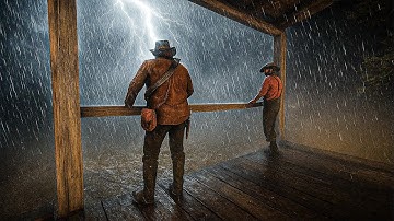Watching a Relaxing night-time thunderstorm from a Porch | RDR2 ASMR