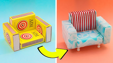 DIY Mini Sofa from matchbox || Make miniature sofa with matchbox @Craftube4u