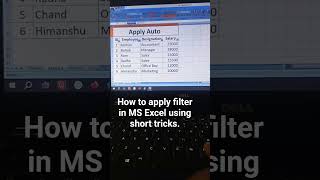 #Msexcel #filter #shorts How to apply filter in MS Excel using short tricks.