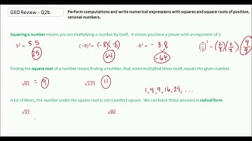 GED Study Guide Math  Squares and Square Roots