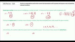 GED Study Guide Math  Squares and Square Roots Content