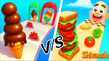 Ice Cream Stack Runner VS Sandwich Runner EP1 - All Levels Satisfying Walkthrough Gameplay