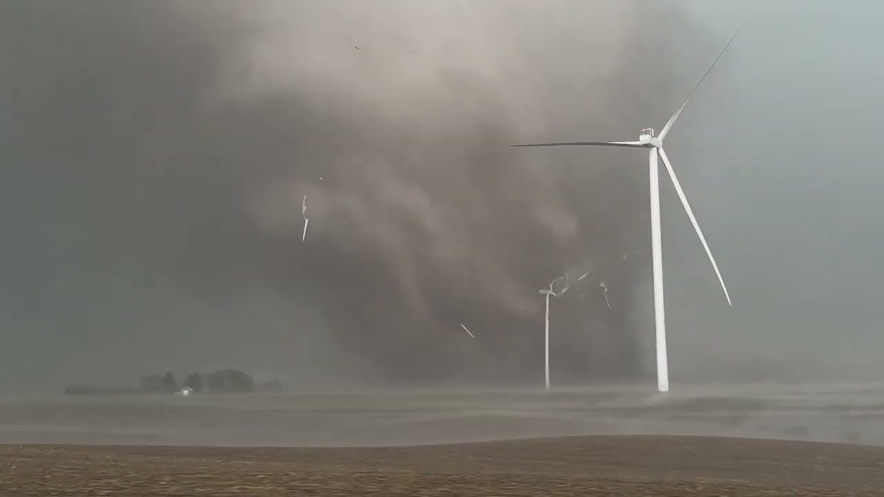 Watch: Drone video shows destructive tornado topple wind turbines ...