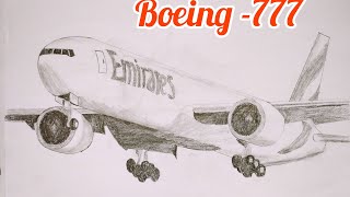 Drawing Boeing 777|Big aircraft@Drawingbazz