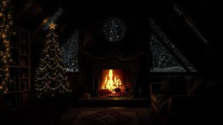 No Ads🔥 Relaxing Fireplace Sounds with Falling Snow ❄️ | Winter Cabin 🛋