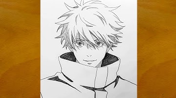 How to Draw Gojo Satoru Step by Step || Jujutsu Kaisen Anime Sketch || Easy Anime Drawing