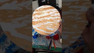 Acrylic pour on wood circles (clock making)