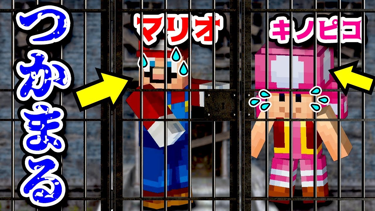 つかまった😨マリオとキノピコの牢屋からの脱獄 マインクラフト【アナケナ&カルちゃん】Minecraft