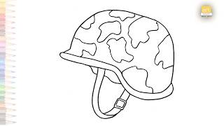 Military helmet drawing easy | Outline sketches | How to draw A Military helmet step by step simply