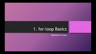 For loop basics in Java, pt 1
