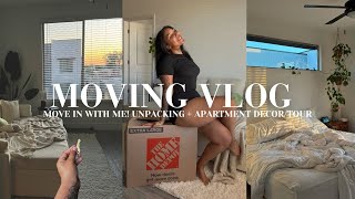 AZ MOVING VLOGmove in day, unpacking + apartment home decor (move in vlog 1)