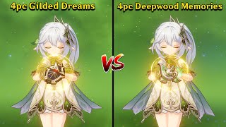 Nahida 4pc Gilded Dreams Vs 4pc Deepwood Memories  Which Is Best  Genshin Impact