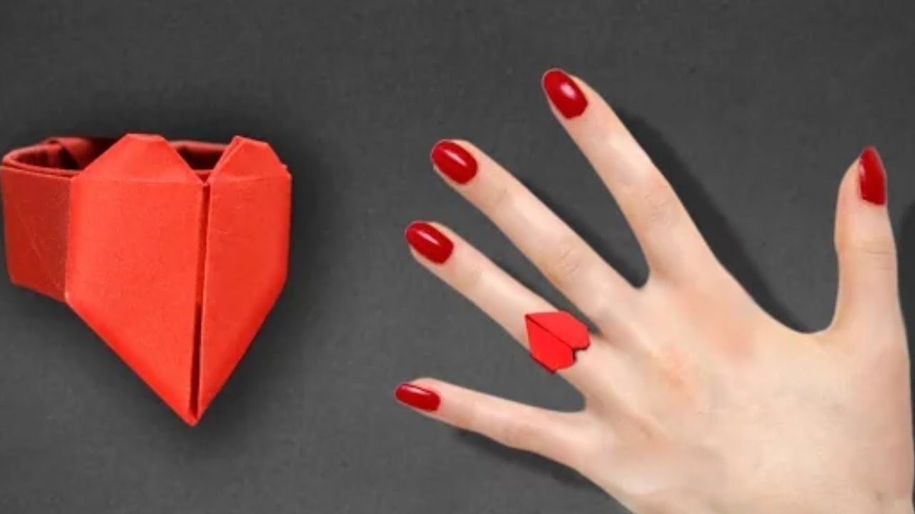 easy heart ring ORIGAMI PAPER HEART RING diy heart ring sath