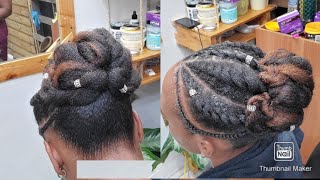 Simple elegant bun protective style on natural hair