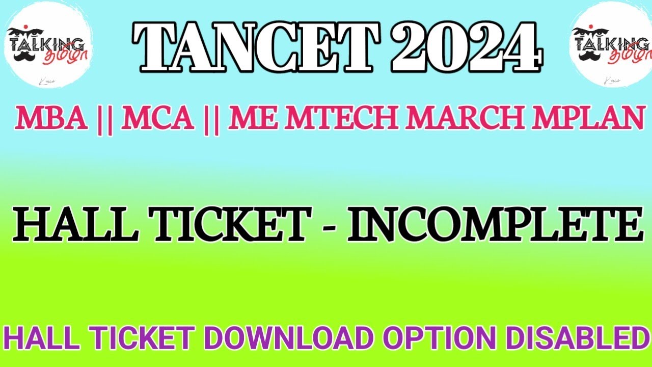 TANCET 2024 || CEETA PG || HALL TICKET DOWNLOAD OPTION DISABLE || ISSUE INCOMPLETE ||