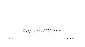 سعد الغامدى القران كریم خلفیه‌ بيضاء (سورة التين)