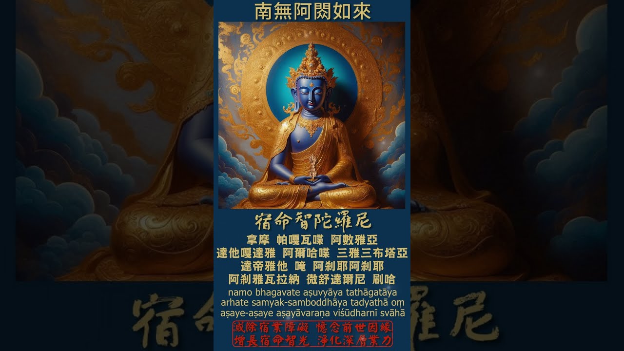 宿命智陀羅尼 | 開啟宿世智慧之門 | 每日持誦，能滅除宿業障礙、憶念前世因緣、增長宿命智、淨化深層業力、得阿閦佛加持護念，破除覆障、顯露本具宿命智 #BuddhaMantra