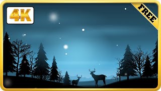 Winter night landscape with snow background video loops