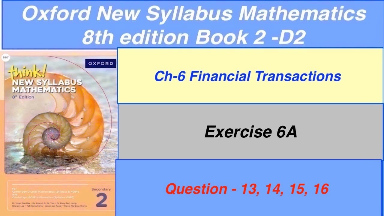 Exercise 6A Question-13,14,15,16 Oxford New Syllabus Mathematics 8th ...