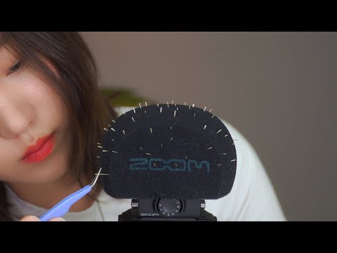 [ASMR] 마이크에 박힌 가시와 털들 다 뽑기 *자극적인 사운드* | 마이크 괴롭히기