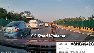 25may2026 jke #SNB3542G mitsubishi attrage changing lane without due carecut off motorcyclist