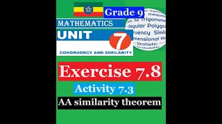 Celebrity Mathematics Grade 9 Unit 7 Exercise 7.8 & Activity 7.3(AA similarity theorem)@mathT_21 Wealth