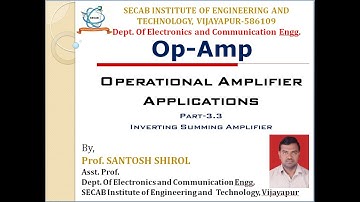 BASIC ELECTRONICS 18ELN14/24: Op Amp Application: Inverting Summing Amplifier