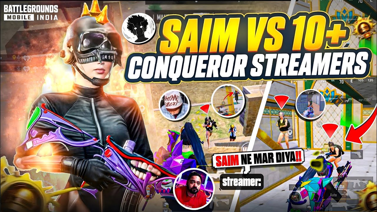 Saim vs 10+ CONQUEROR STREAMERS 🔥 Saim vs Pro Youtubers Abused Me On Live & Called Me Noob | BGMI 🔱