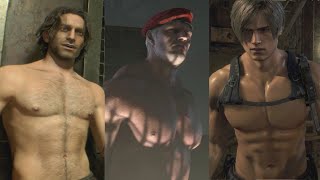 RE4 remake sexy male Ryona，shirtless Krauser VS swim suit Leon, workout Luis