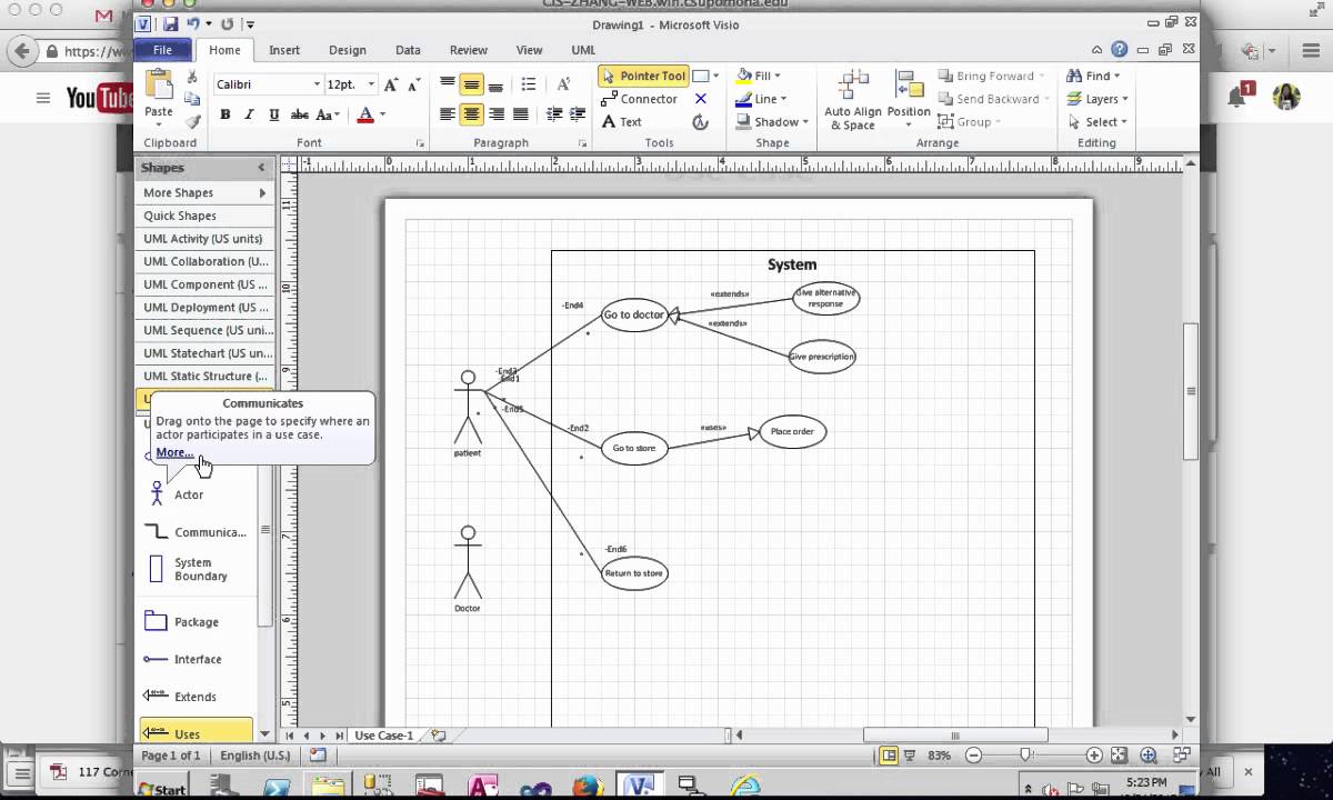 Create Use Case Diagram In Microsoft Visio Youtube