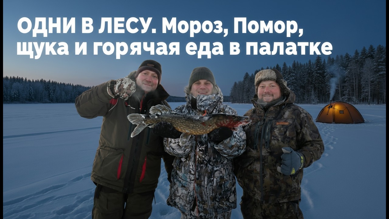 🔥 ПРОРВАЛИСЬ НА ПОМОРЕ В -22! Поймали щуку и устроили пир в палатке.