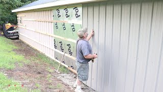 metal and insulation on the shipping container and shop