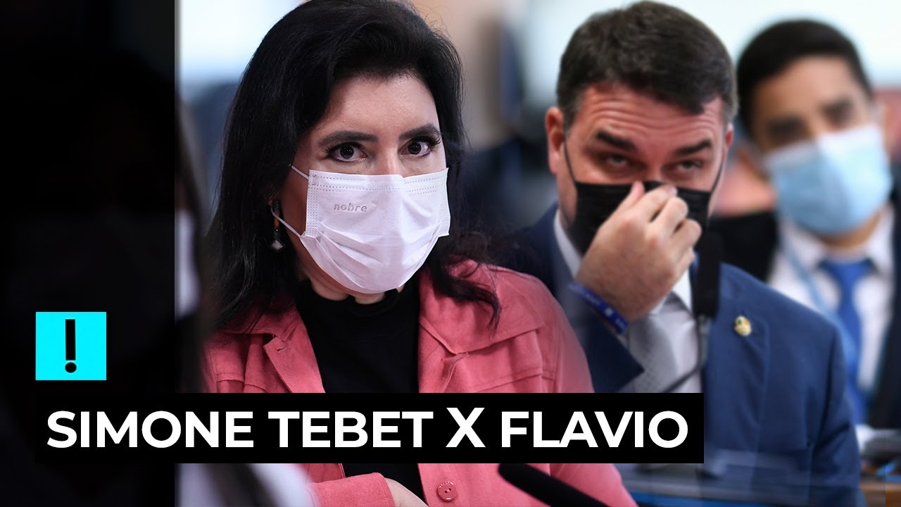 Simone Tebet e Flavio Bolsonaro batem boca na CPI da Covid