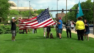 "Back The Blue" rally met with counter protesters at the courthouse, one person arrested
