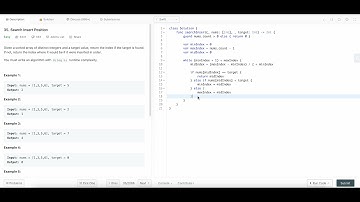 LeetCode Problem 35. Search Insert Position - Solution - Swift