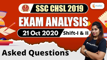 SSC CHSL (21 October 2020, 1st & 2nd Shift) English | CHSL Exam Analysis | English by Akanksha Kumar