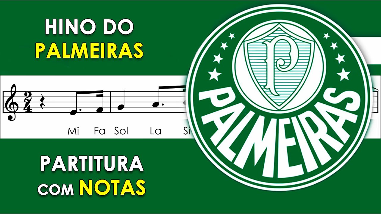 Hino do Palmeiras Partitura com Notas para Flauta Doce, Violino