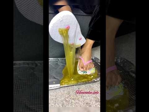 Stepping in sticky slime wearing sandals #asmrvideo #feet   #satisfying #sandals  #slimeasmr